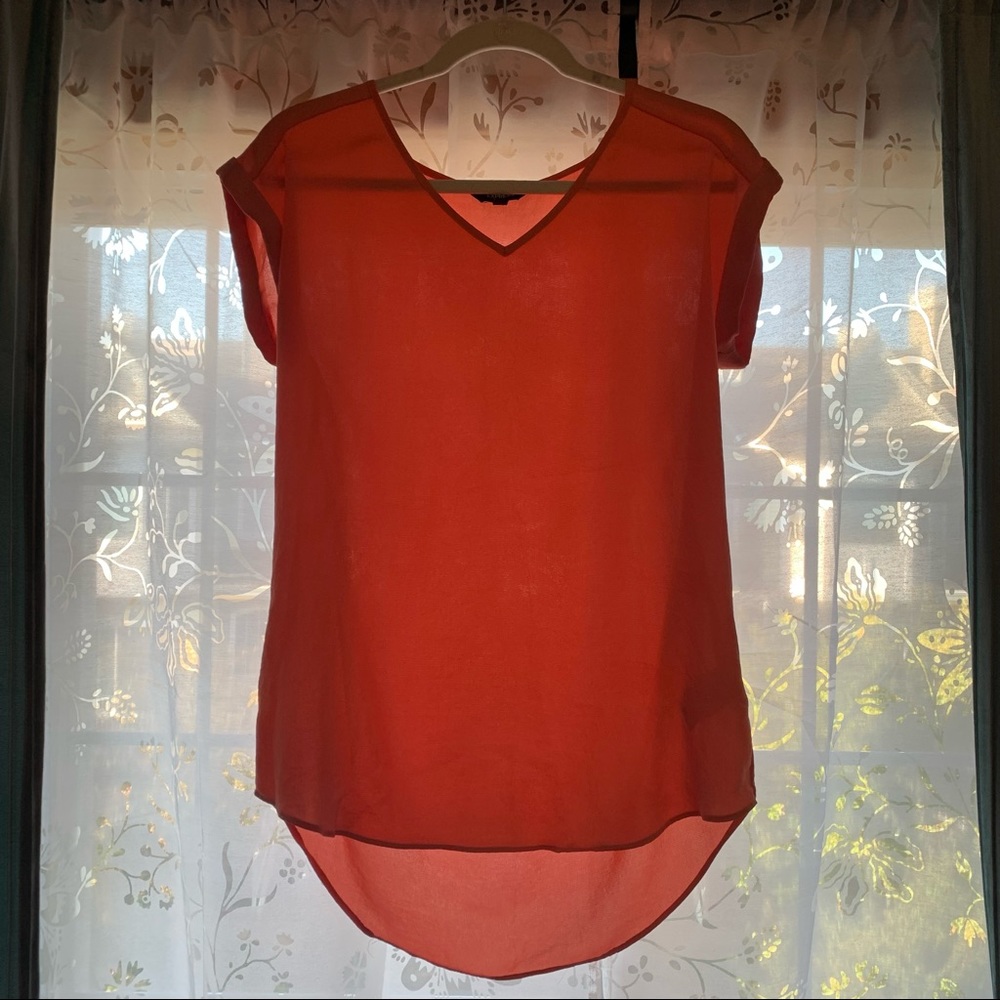 Express silky v neck blouse | coral | medium